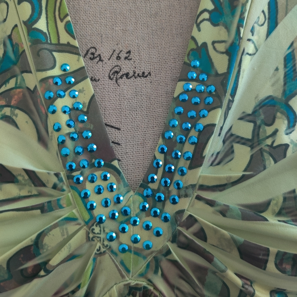 Apt 9 Embellished V-neckline ruched Boho Floral Aztec art to wear blouse_Medium - Picture 6 of 9
